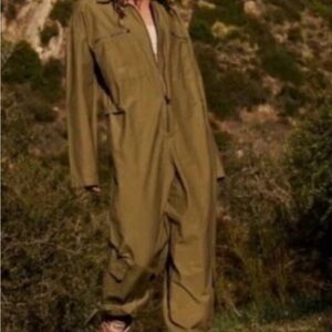 Free People FP Movement army green jumpsuit